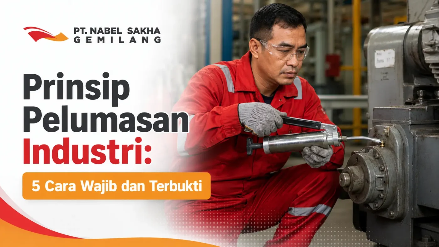 Teknisi menerapkan prinsip pelumasan industri yang tepat pada mesin pabrik