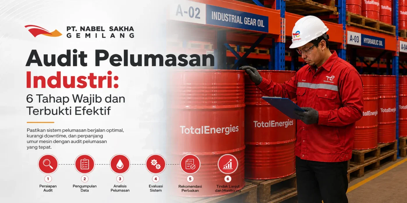 Kondisi penyimpanan drum pelumas dalam audit pelumasan industri yang menunjukkan gap manajemen gudang